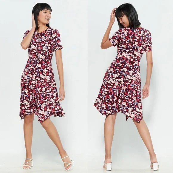 Tommy Hilfiger Burgundy Brookshire Floral Dress - Picture 1 of 3
